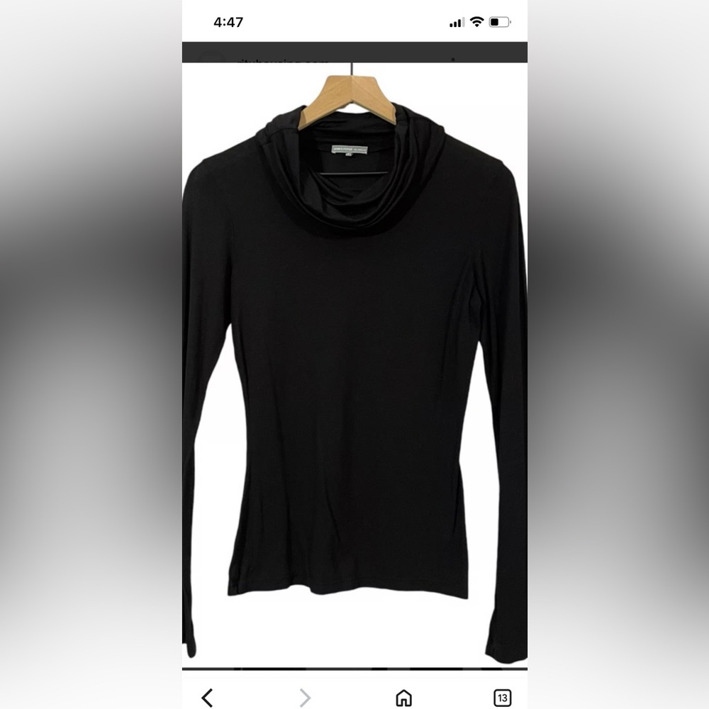 James Perse Black Cowl Neck Long Sleeve Blouse size 4/XL